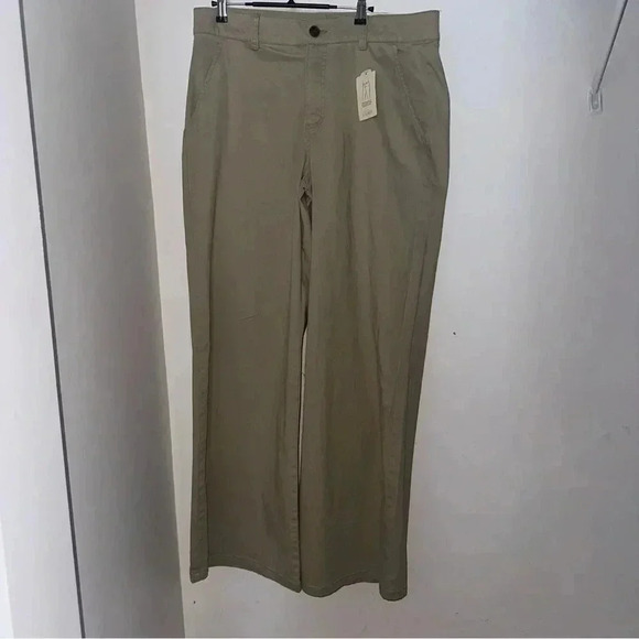 St. John's Bay Stretch Khaki Wide Leg Trousers Pants Size 14 - Picture 1 of 6